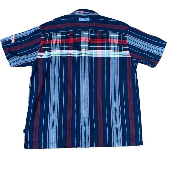 Vtg Y2K 2001 Tommy Hilfiger Jeans Plaid Short Sleeve‎ Button Up Shirt Men's L - Picture 2 of 11